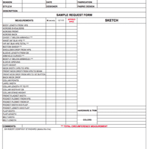 A sample request form for the construction of a building.